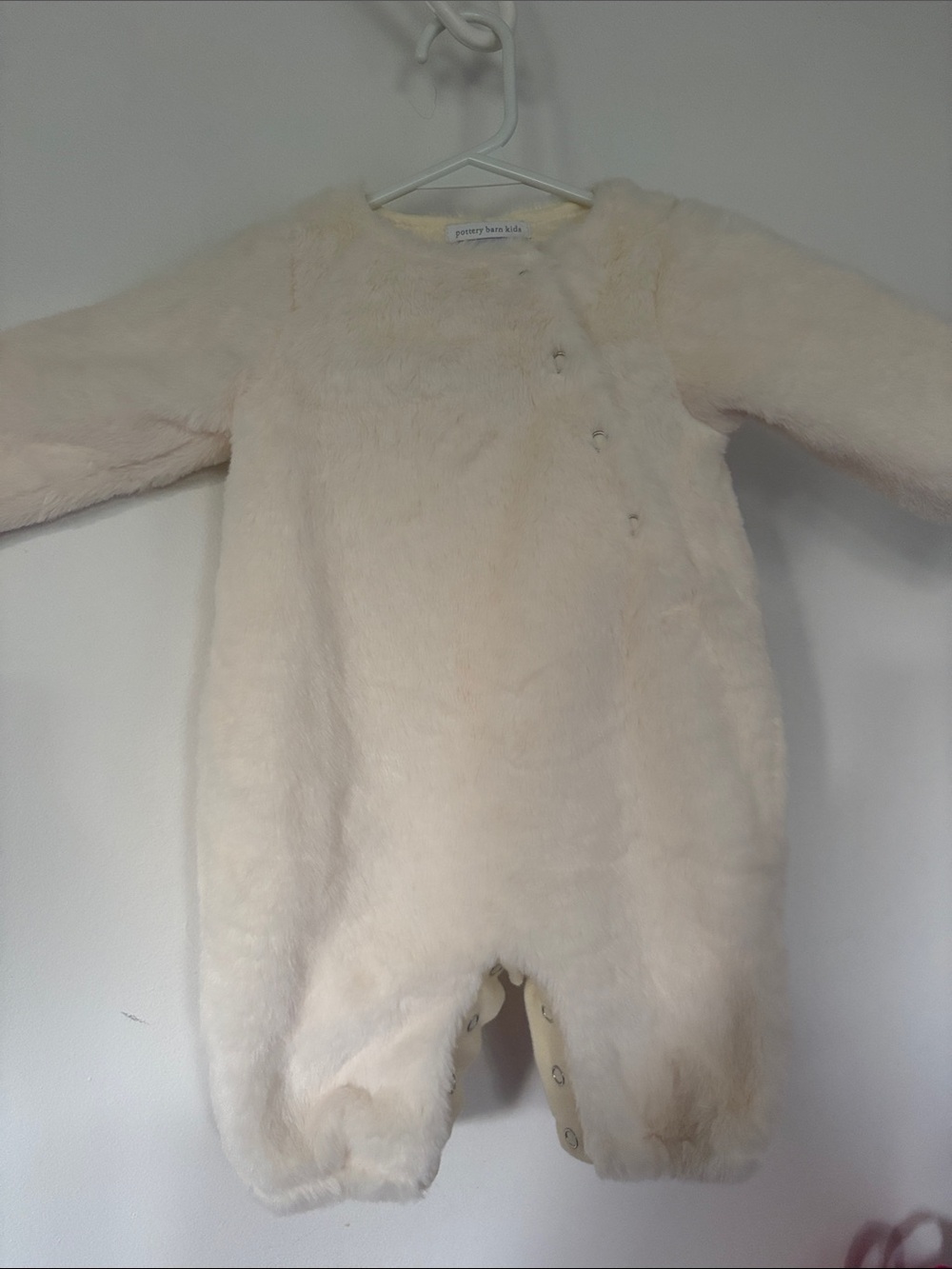 Pottery Barn Kids Cream Faux Fur One-Piece